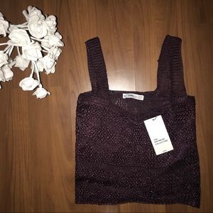Zara Maroon Brand New Knit Wear Collection Top